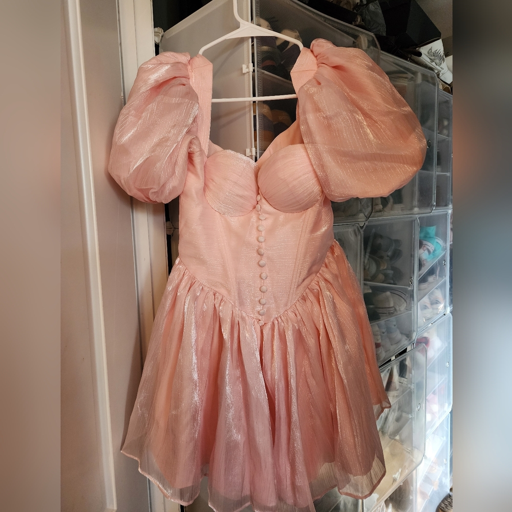 Adeirlina Here comes the sun Midi dress (size small) Ethereal Pink